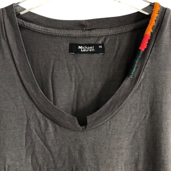 Michael Lauren Short Sleeve V-Neck T-Shirt Gray XS - Picture 5 of 9